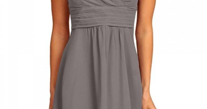 Елегантна Класическа Къса Сива Рокля за Парти