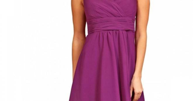 Елегантна Класическа Къса Рокля за Парти Виолетова