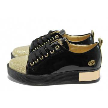 Дамски обувки спортни черни лачени МИ 201 черен лакKP