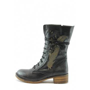 Дамски ботуши черни от естествена кожа КО 982ЧеренKP