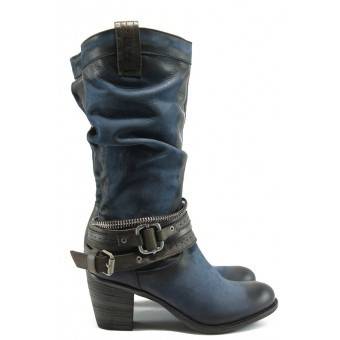 Дамски ботуши от естествена кожа ИО 1522 син