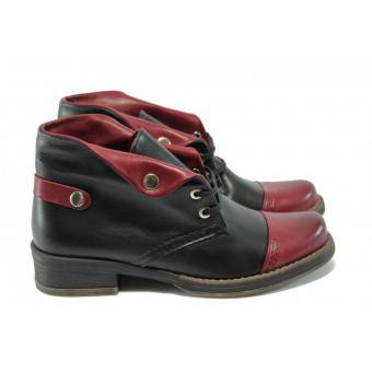 Анатомични български дамски обувки /боти/ ГА 781-16 черно-червен