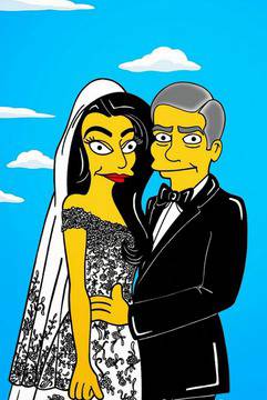 Сватбата на Джордж Клуни и Амал Алмуддин в стил „Семейство Симпсън“