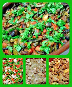 Свинско с гъби, картофи и зеленчуци