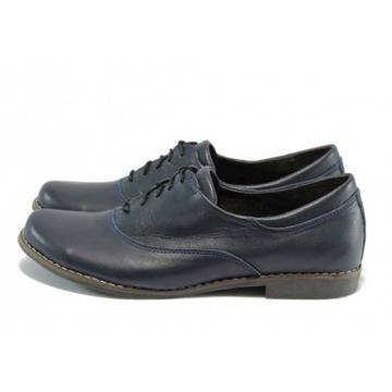 Анатомични дамски обувки сини с връзки НЛ 163 синя кожаKP