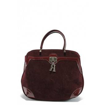 Българска дамска чанта АИ 031 бордо велур
