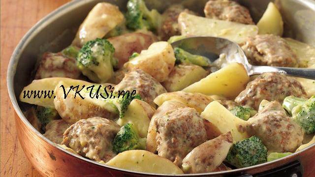 Кюфтенца с картофи и броколи