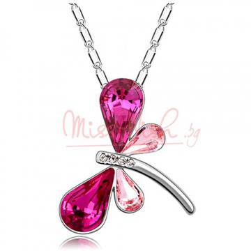 Колие Водно Конче с Австрийски кристали и бяло златно покритие – розово