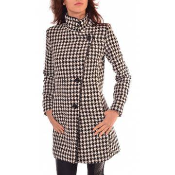 Стилно дамско палто в бяло и черно 8061AL