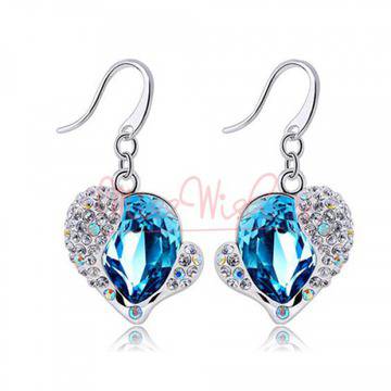 Обеци Sensual с кристали Сваровски и 18к бяло златно покритие – светло син