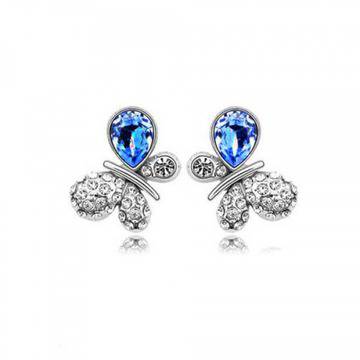 Обеци пеперуди с Австрийски кристал – тъмно син