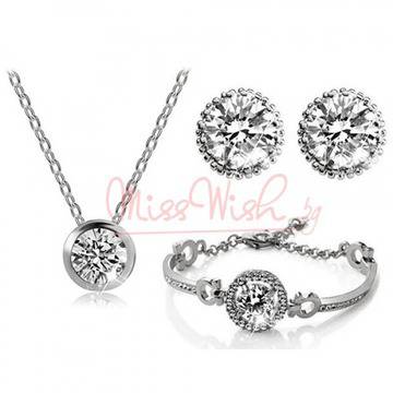 Комплект с цирконий – колие, гривна и обеци