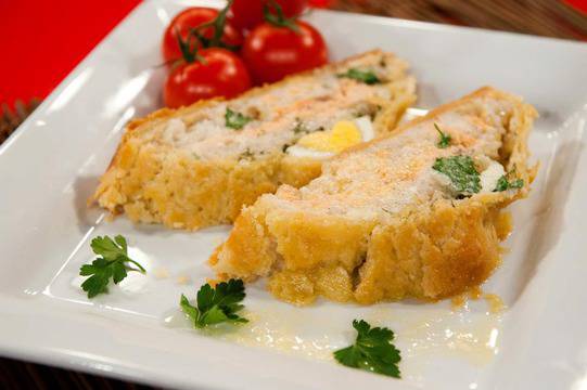 Сьомга с ориз в тесто