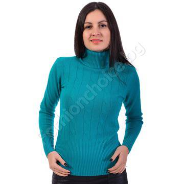 Едноцветно дамско поло тип плетиво