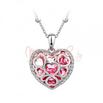Колие Сърце пълно с кристали Сваровски и покритие от родий