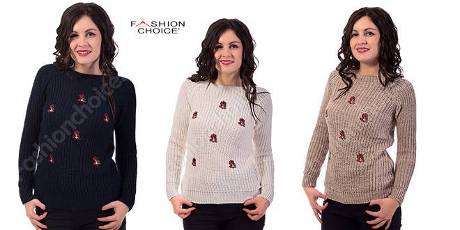 Мек пуловер с Minnie Mouse в бяло, бежово или тъмносиньо