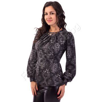 Дамска блуза пеплум с тигров принт в 2 десена