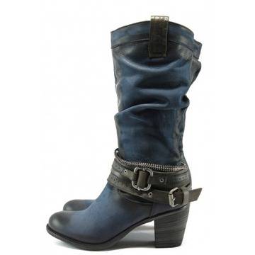 Дамски ботуши сини естествена кожа ИО 1522 синKP