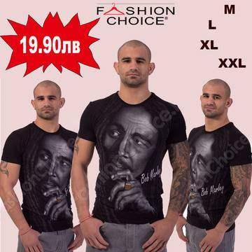 Черна мъжка тениска BOB MARLEY