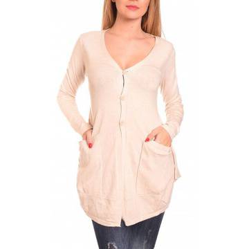 Дълга дамска жилетка с джобове 8639AL