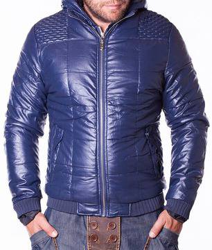 Мъжко зимно кожено яке Vogue тъмносиньо