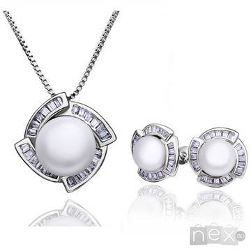 Комплект бижута с кристали Swarovski Elements и естествени перли „Movement“