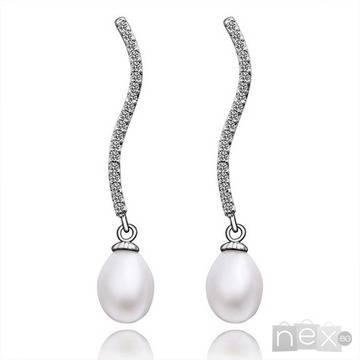 Обеци с кристали Swarovski Elements и естествени перли „Beauty“