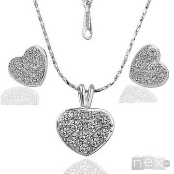 Комплект бижута с кристали Swarovski Elements „Silver Shiny Heart“