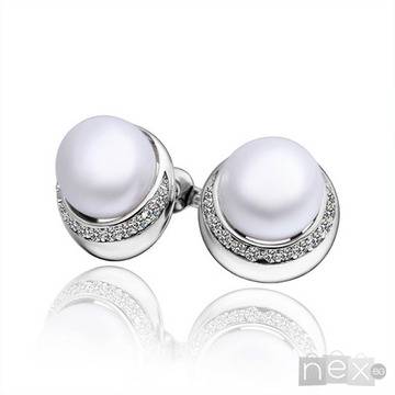 Обеци с кристали Swarovski Elements и естествени перли „Top Pearl“