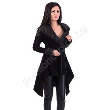 Нестандартна връхна дреха, асиметричен модел в черно