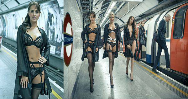 Ревю на бельо от „50 нюанса сиво“ в метрото в Лондон