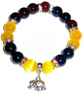 Елегантна гривна, ръчно изработена от естествени камъни – 10 мм мъниста Гранат и Котешко око