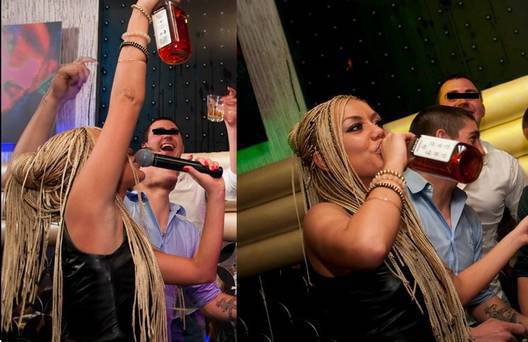 Фолк певица стигна дъното! Вижте как се налива с алкохол направо от бутилката по време на участие!