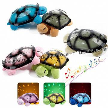 Нощна лампа костенурка проектираща съзвездия