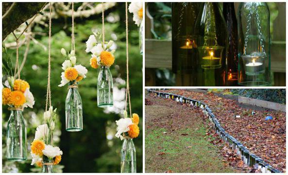 Практични приложения на празни бутилки в градината