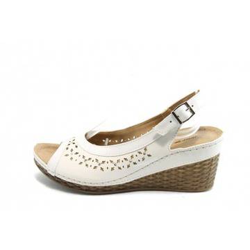 Анатомични дамски сандали бели с платформа Jump 5250 белиKP