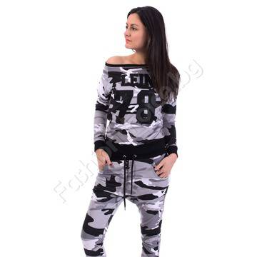 Модерен дамски комплект 78 в камуфлажен десен /от M до 3XL/