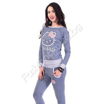 Дамско екипче с гол гръб и панделка Hello Kitty в два цвята