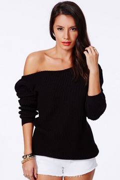 Черен дамски пуловер