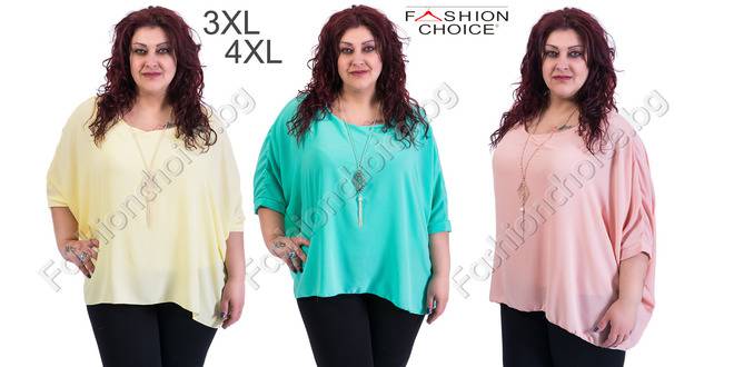 Ефирна макси блуза от шифон в 3 цвята с колие