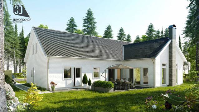 Идеен проект на Г-образна еднофамилна къща