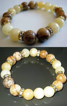 Ръчно изработена гривна от естествени камъни Жадеит и Планински Яспис