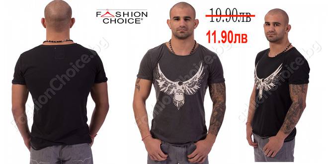 Мъжка тениска “REVIEW” в тъмно сиво или черно