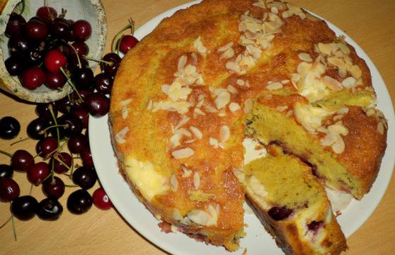 Пандишпанов чийзкейк с череши