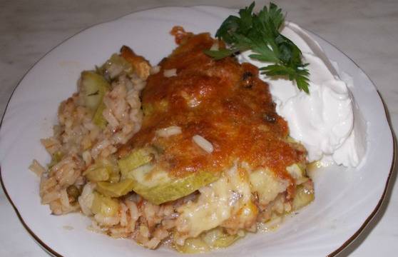 Запечени тиквички с ориз