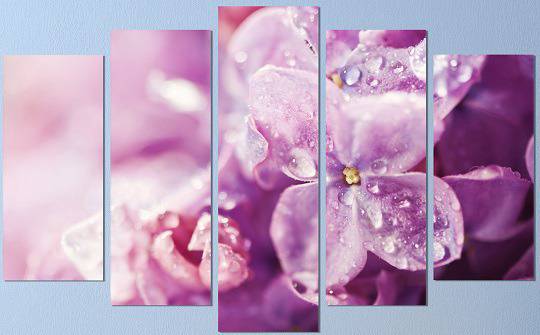 Декоративно пано за стена с флорален дизайн в лилава гама