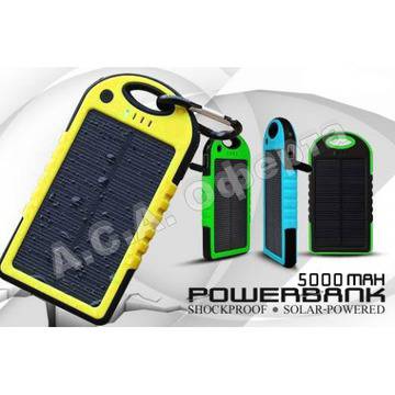 ВЪНШНА АКУМУЛАТОРНА ВЛАГОУСТОЙЧИВА СОЛАРНА БАТЕРИЯ POWER BANK 5000 mAh