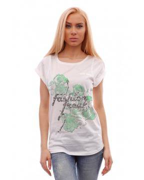 Бяла дамска тениска с принт – Fashion freak