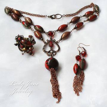 Комплект Vintage Beauty, колие, обеци и пръстен