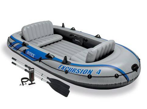 Лодка за екскурзии Intex Excursion 4 – Лодка за екскурзии и риболов, подходяща за плаване в язовири, реки и море при спокойни…